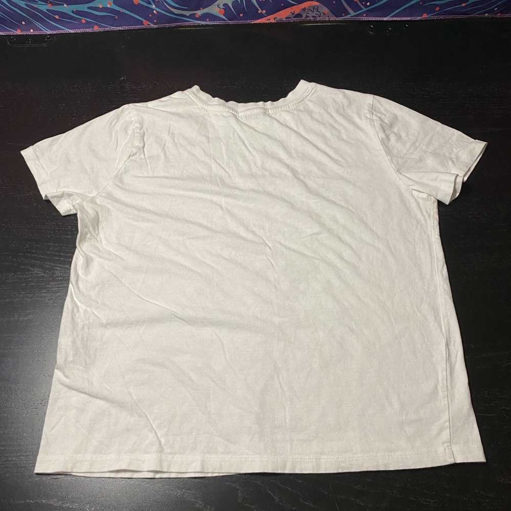Forever 21 White Crew Neck Graphic Tee - Single Line Face - Picture 7 of 7
